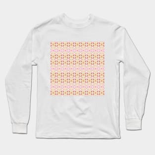 Geometric Pattern of Festival of Colorful Clovers on White Long Sleeve T-Shirt